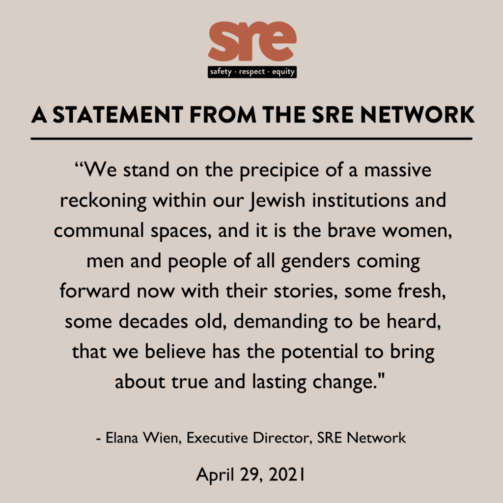 SRE Statement April 2021 SRE Network Safety Respect Equity