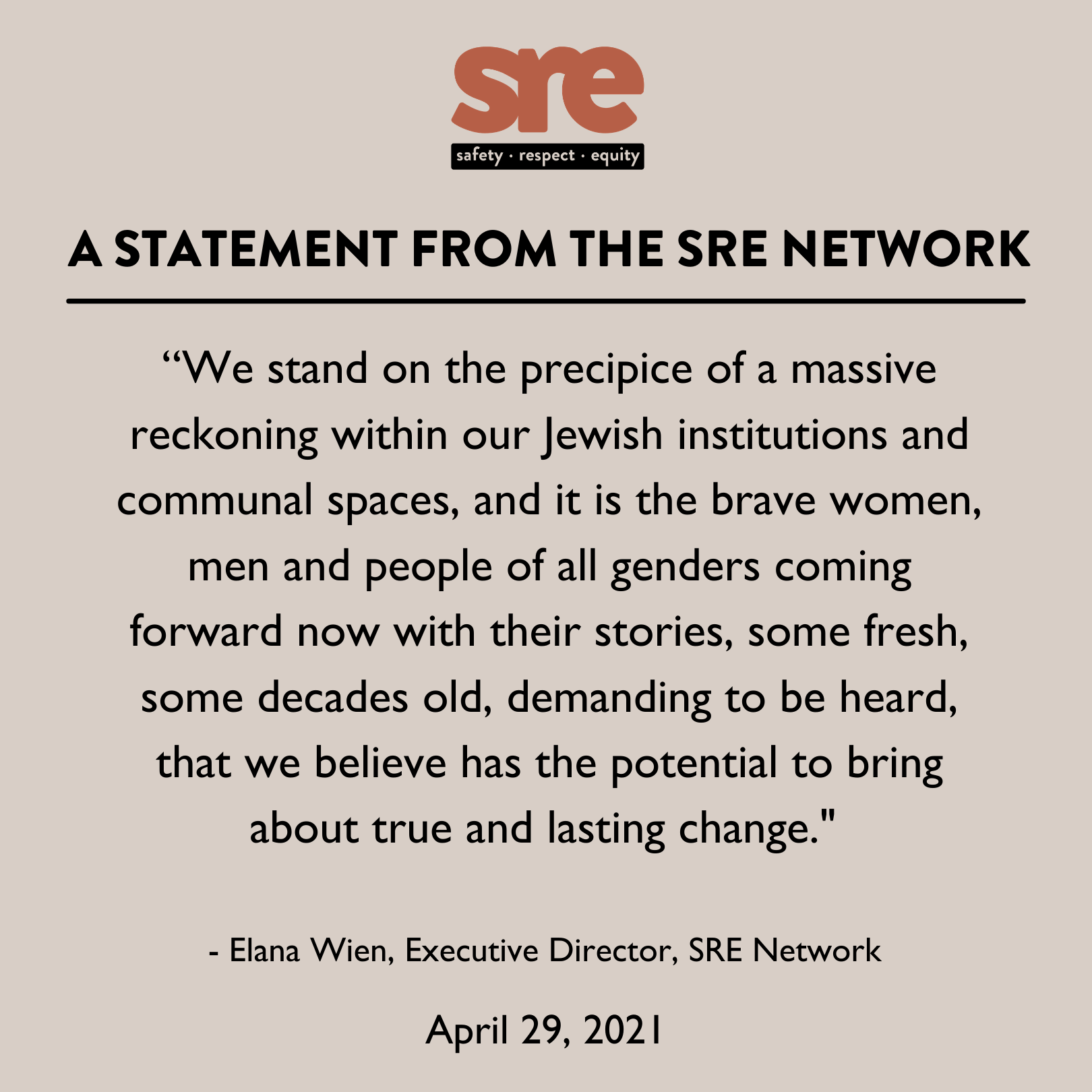 A STATEMENT FROM THE SRE NETWORK (1)